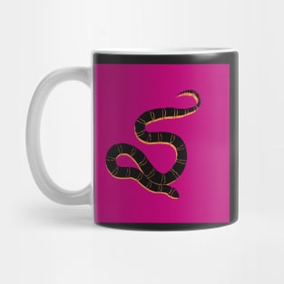 Snake block print black yellow pink Mug